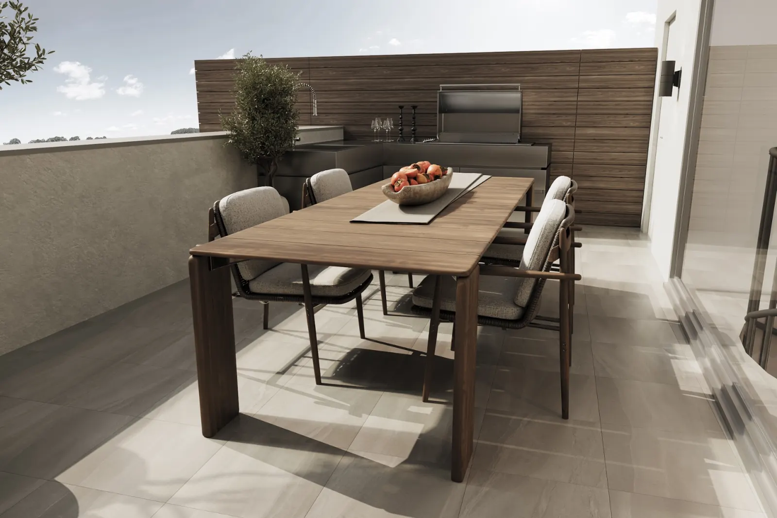 Terrazza panoramica sul tetto con barbecue — il tuo cielo privato